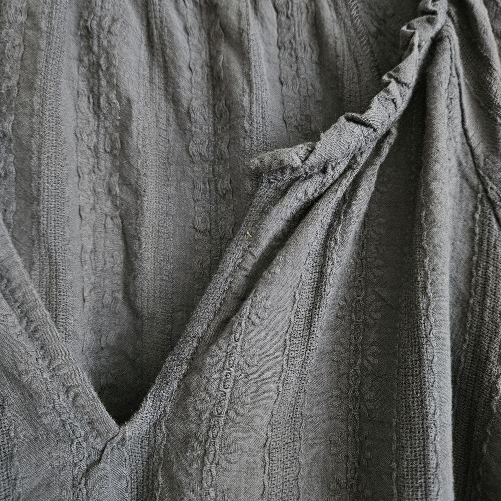 Marine Layer Lana 100% Cotton Navy Textured Splitneck Top Short Sleeve Sz Small - Picture 5 of 7